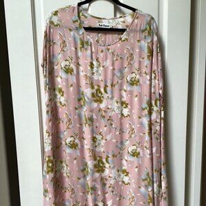 Bali Queen Pink Floral Maxi Dress, Size M/L, with Pockets and Side Slits